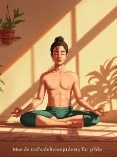 Person practicing mindfulness in a modern, sunlit home, symbolizing new wellness habits