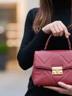 Woman holding designer handbag, representing luxury resale market and profitability.