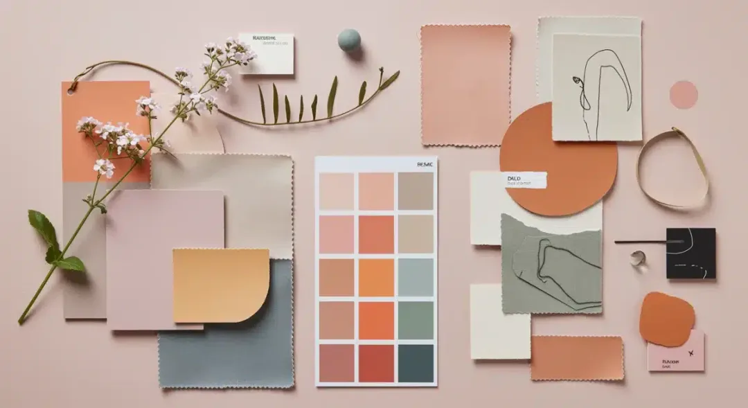 Vibrant Spring 2025 color palette mood board for US fashion trends.