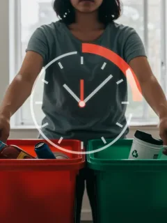 Efficient person sorting recycling, saving time with sustainable practices
