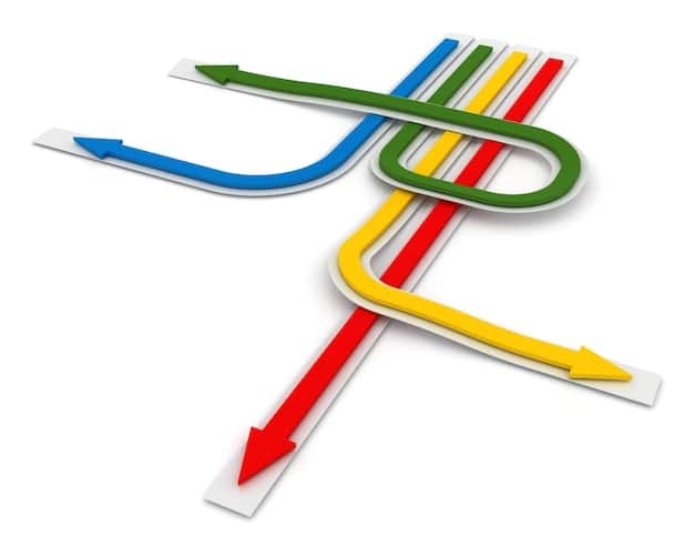 A digital illustration of a winding path leading to the Google logo, with various symbols of SEO optimization tools and tactics scattered along the path, such as keyword research icons, mobile optimization symbols, and link building graphics.