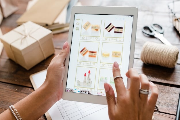 A user interacting with a personalized e-commerce platform on a tablet, highlighting tailored product recommendations and promotional offers based on past purchase history.