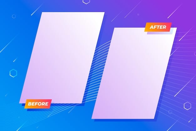 A split screen showing two versions of a product page. One version has a cluttered layout and low-quality images, while the other has a clean design with high-quality images and clear call-to-action buttons.