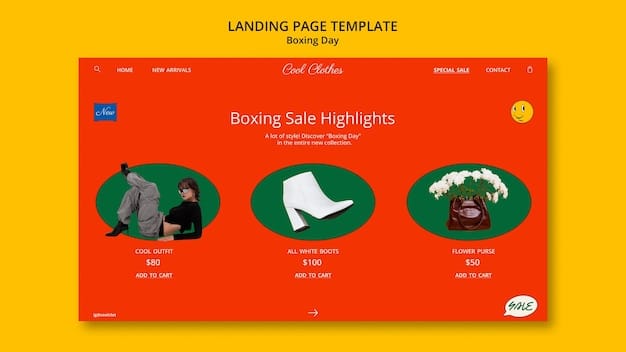 A split screen showing two versions of the same e-commerce product page, with annotations highlighting changes to the design, such as button color, headline text, and image placement, indicating A/B testing.