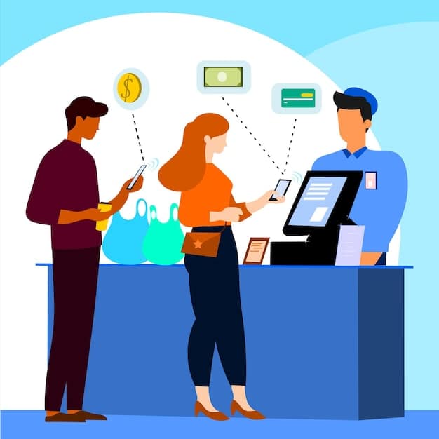 A merchant confidently negotiating with a payment processor representative, highlighting key data points from their payment processing statement.