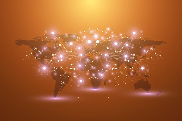 A digital illustration depicting a world map with interconnected nodes representing various countries engaged in cross-border e-commerce. Arrows indicate the flow of digital payments between these nodes, emphasizing the global nature of online transactions.