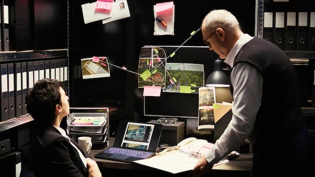 A security analyst reviewing a network diagram with various security tools and protocols highlighted, representing the thorough assessment and gap analysis needed for payment security audits.