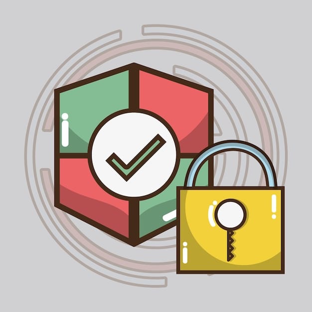 A graphic showing a checklist with secure padlock icon and the words “Payment Security Compliance” on it. The background includes network symbols and data streams, illustrating digital security measures.