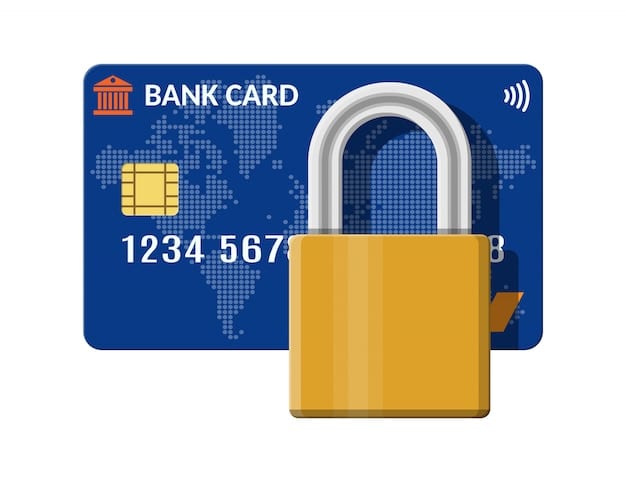 A padlock icon overlaid on a credit card, symbolizing the importance of PCI compliance and data security in e-commerce payment processing.