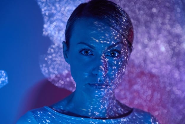 A close-up shot of a customer interacting with a holographic AI assistant, showcasing the seamless integration of AI into everyday customer interactions.