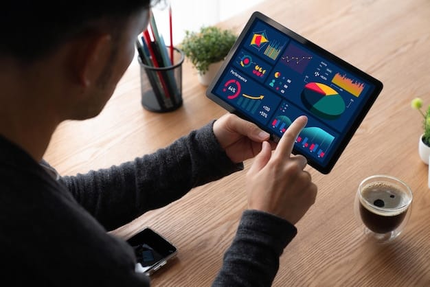 A marketer analyzing a colorful dashboard with various creative ad assets like images, videos, and headlines, illustrating dynamic asset blending in Google Ads for e-commerce.