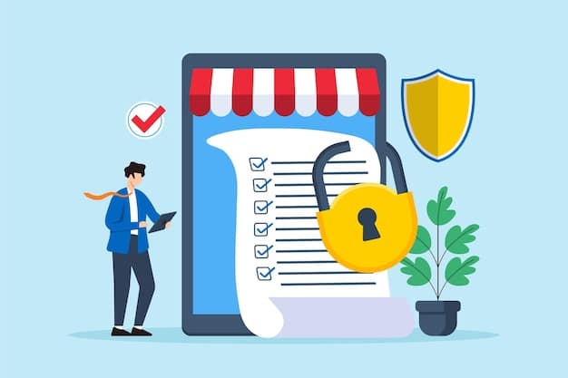 A checklist filled with security measures, symbolizing the thoroughness required for PCI compliance in e-commerce.