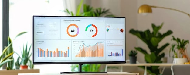 A dashboard display on a computer screen showcasing key performance indicators (KPIs) related to subscription analytics, such as average revenue per user (ARPU), customer lifetime value (CLTV), and churn rate, illustrating data-driven insights.