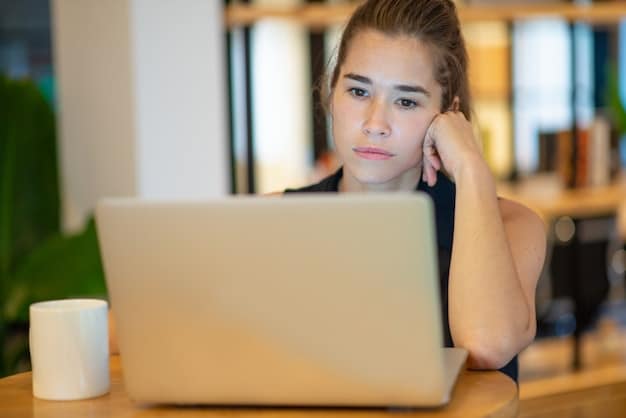 A close-up shot of a frustrated customer interacting with a company website on their laptop. The website displays an error message and the customer is visibly experiencing difficulties navigating the process, thus highlighting a pain point. The caption could mention The Untapped Potential of Customer Journey Mapping: Identify and Fix CX Pain Points Before They Impact Your Bottom Line.