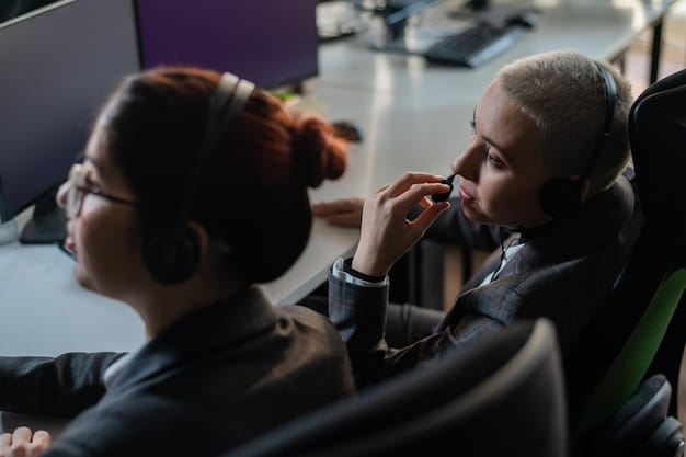 A customer service representative empathetically listening to a customer on the phone, visually representing the act of turning a customer complaint into an opportunity for improved CX.