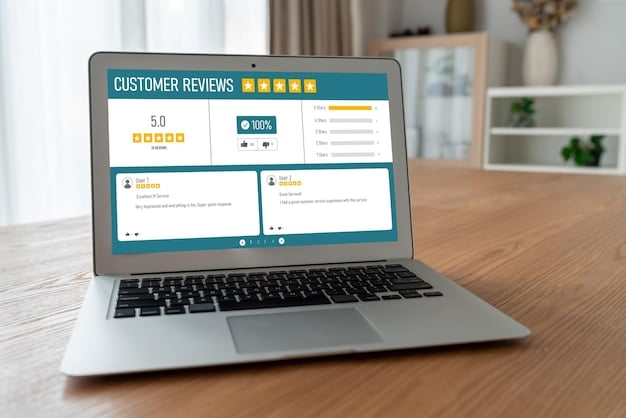 A mockup of a website page displaying a customer satisfaction poll with rating stars and options for feedback. The page is designed in a user-friendly and engaging manner.