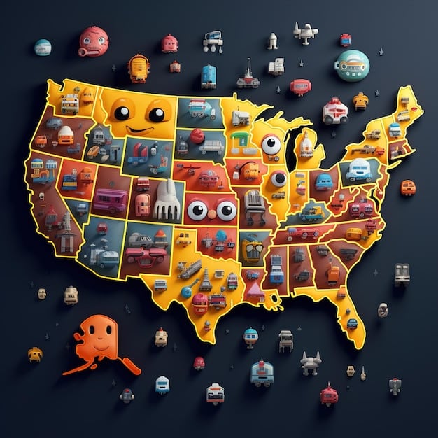 A map of the United States with different regions highlighted, each showing customized marketing messages and product offerings tailored to the local culture and preferences of that area. This illustrates localized marketing and promotions as part of E-commerce Platform Customization: 5 Ways to Stand Out in the Crowded US Market.