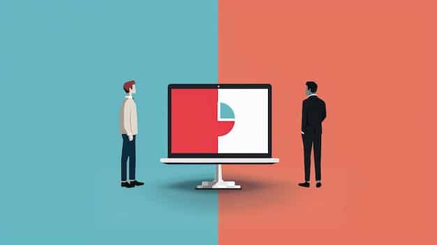 A split screen showing a website on a desktop versus how it appears unoptimized on a mobile phone. The mobile side is cluttered and hard to navigate, while the desktop side is clean and organized. The image illustrates the stark contrast and the necessity for mobile-friendly design in E-commerce Platform Mobile Optimization: Reach More US Customers on Their Smartphones.