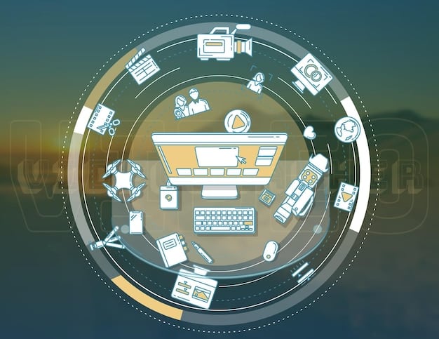 A visual representation of various automated tasks being performed simultaneously on an e-commerce platform, such as inventory updates, shipping notifications, and customer inquiries. The image should highlight the interconnectedness of these tasks and the seamlessness of the automation process within the context of E-commerce Platform Automation: Save Time and Resources with These 5 Tools in the US.