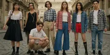 Stylishly dressed individuals showcasing diverse vintage fashion eras influencing US trends in 2025.