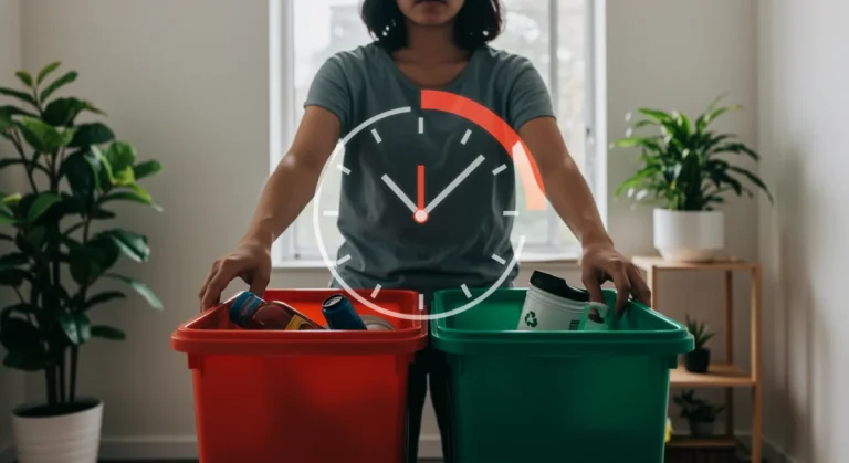 Efficient person sorting recycling, saving time with sustainable practices