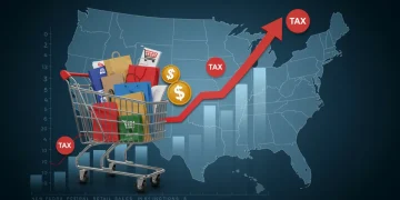 Illustration of federal retail sales tax impact on online shoppers